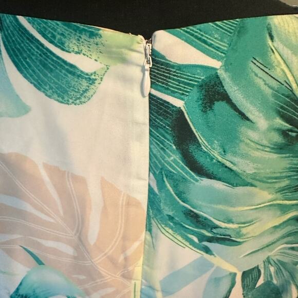 Chico’s Black Label Asymmetrical Palm-Print Kimono Dress Elegant Statement Piece - Picture 8 of 9